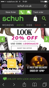 Schuh mobile homepage
