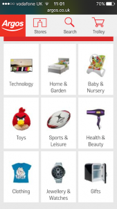 argos mobile homepage