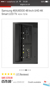 argos mobile product page