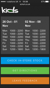 Schuh store locator results