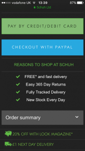 Schuh mobile checkout best practice