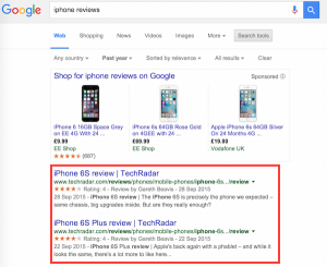 Reviews in serps