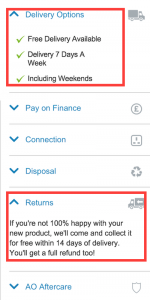 returns info