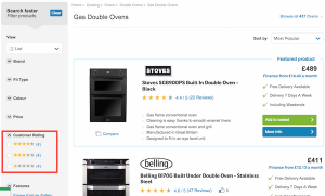 reviews filtered navigation