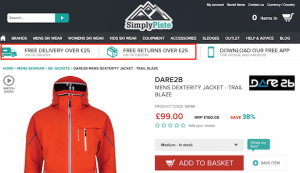 simply piste delvery and returns
