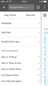 asos menu
