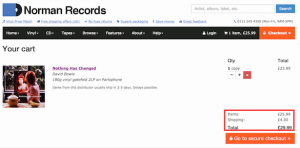 shipping costs cart page