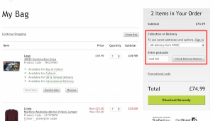House of Fraser shopping cart
