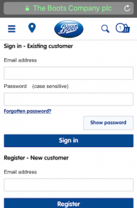 Boots mobile checkout
