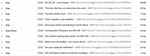 gap email frequency
