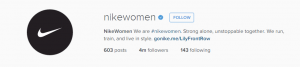 Instagram presence of Nike Women