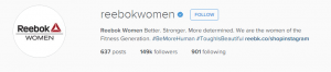Instagram presence of Reebok Women