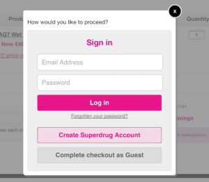 superdrug guest checkout