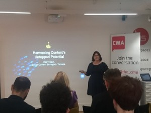 Inbar Yagur of Taboola gives a talk at the CMA Digital Breakfast entitled 'Harnessing content's untapped potential'.