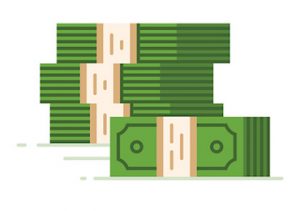 Stack of dollars. Big pile of cash.