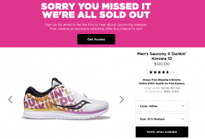 Back in stock emails from Saucony